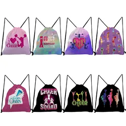 Cheerleaders Mädchen Print Mode Rucksäcke für Studenten Jubel Buchstaben Kordelzug Tasche Reise Turnhalle Unisex Schule Tasche Schuhe Taschen