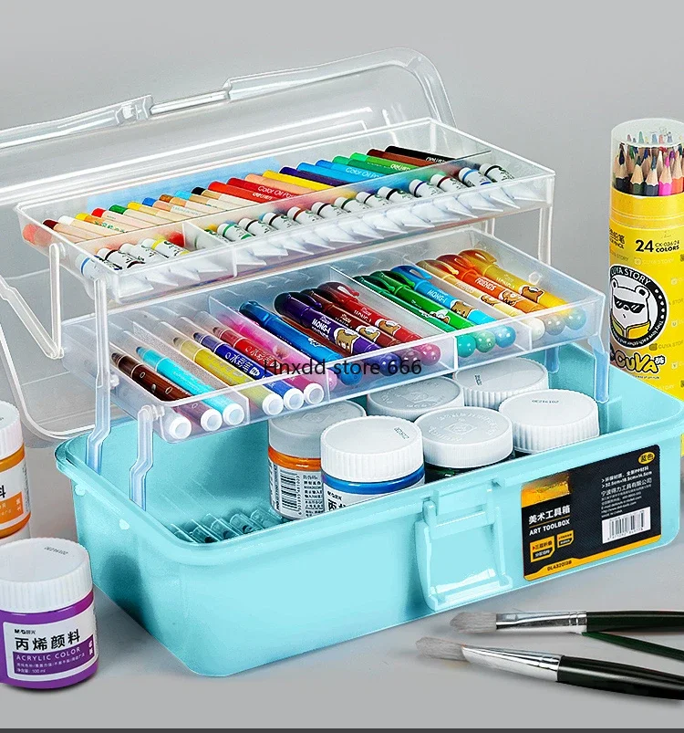 Painting storage tool box Multifunctional portable primary school student painting box