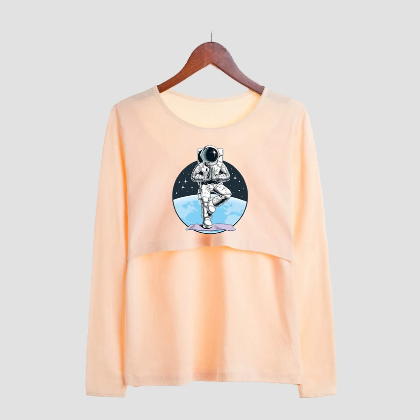 

Spacewalk Printed Maternity T-shirts Nursing Breastfeeding Funny Long Sleeve Pregnant Women Pregnancy Tops Add Your Design