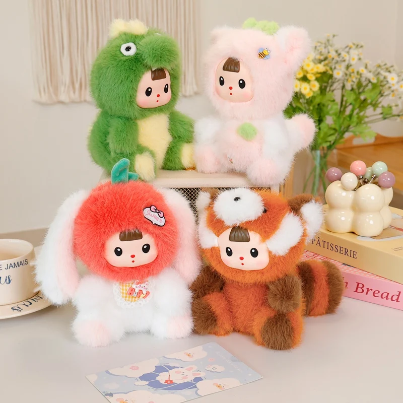17cm Cute Creative Dinosaurs Plush Toy Little Dinosaur Raccoon Cat Rabbit Urbanvinyl Doll Animal Strawberry Cat Doll Kids Gifts