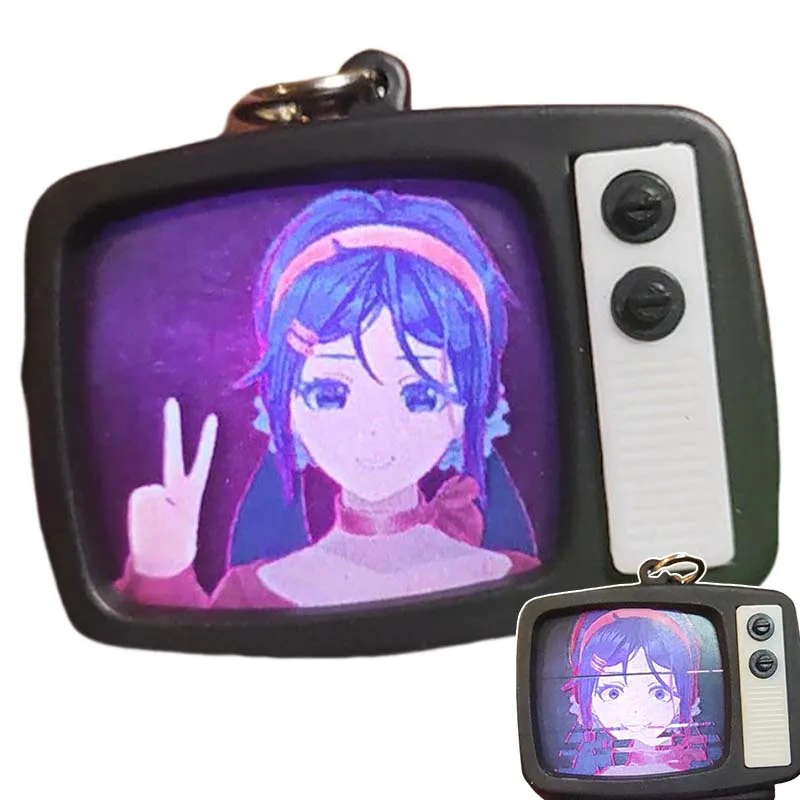 Miside ميتا المفاتيح تضيء التلفزيون مفتاح سلسلة الإبداعية كيرينغ حلية مفتاح سلسلة سيارة قلادة الديكور هدايا عيد ميلاد الاطفال جديد