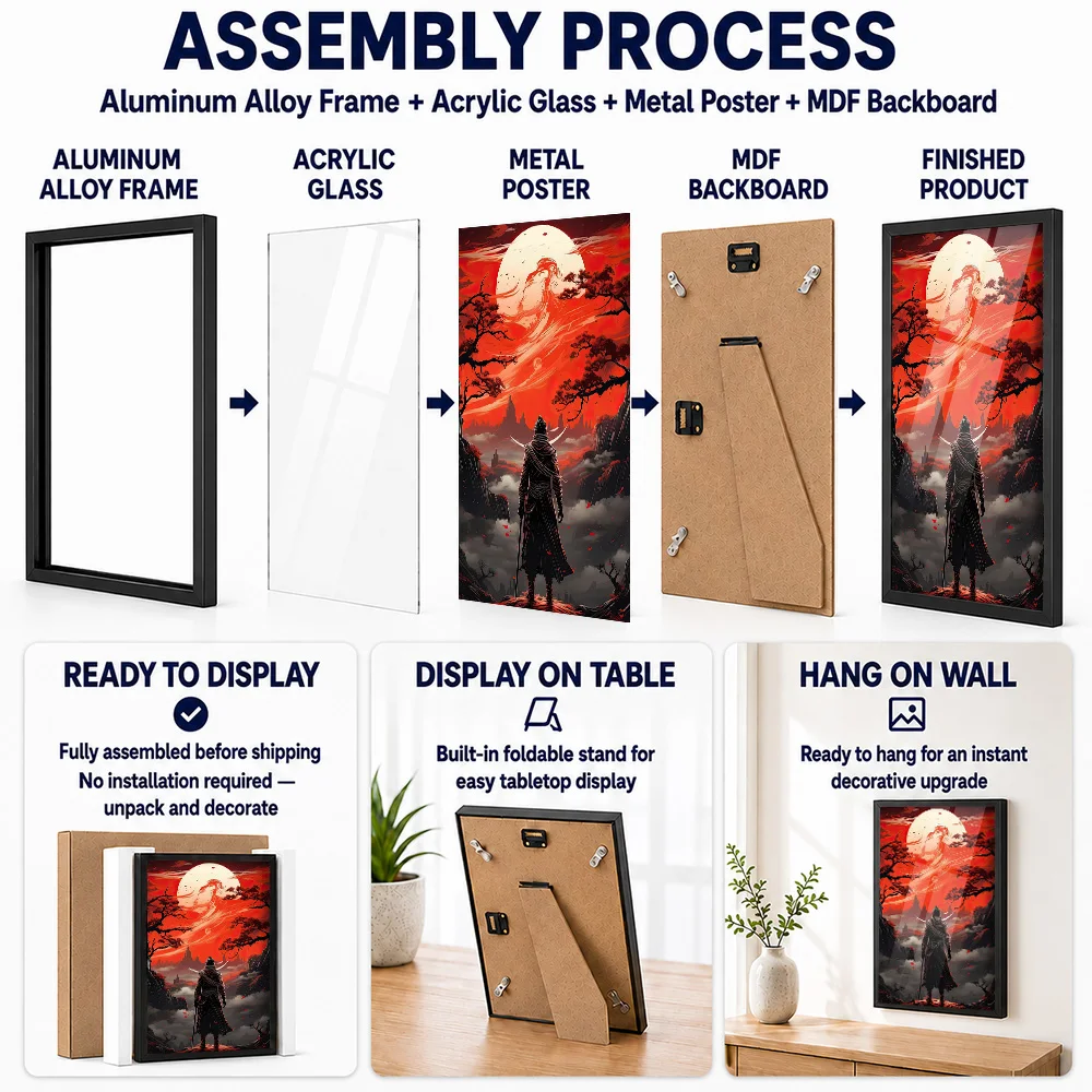 Sekiro Shadows Die Twice Metal Poster With Aluminum Alloy Frame Personalized Photo Dynamic Character Style Wall Art For Studio
