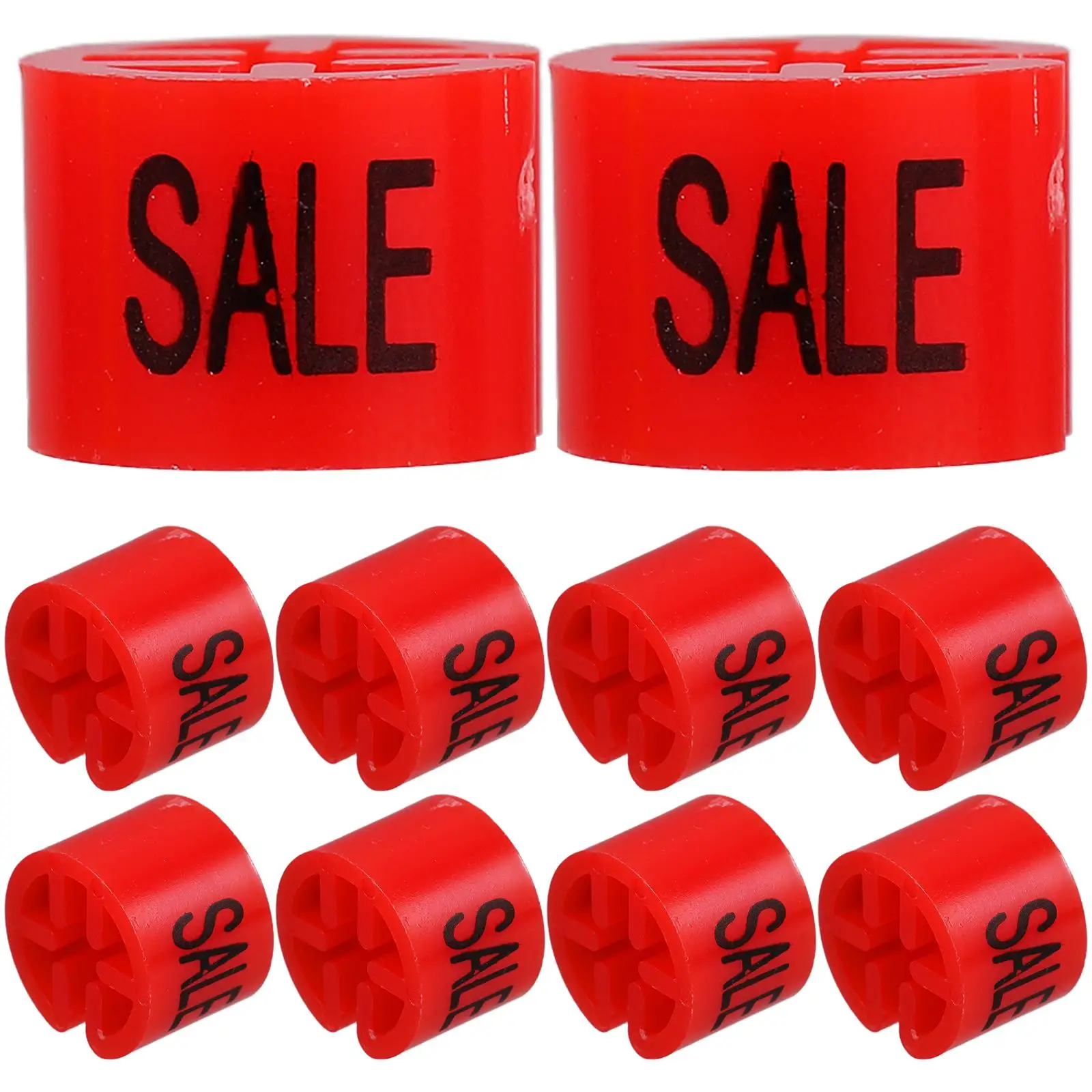 

100pcs Size Buckle Red Plastic Garment Markers Sizes Markers Assortment Kit Sale Tags Hanger Storage Organization Kit