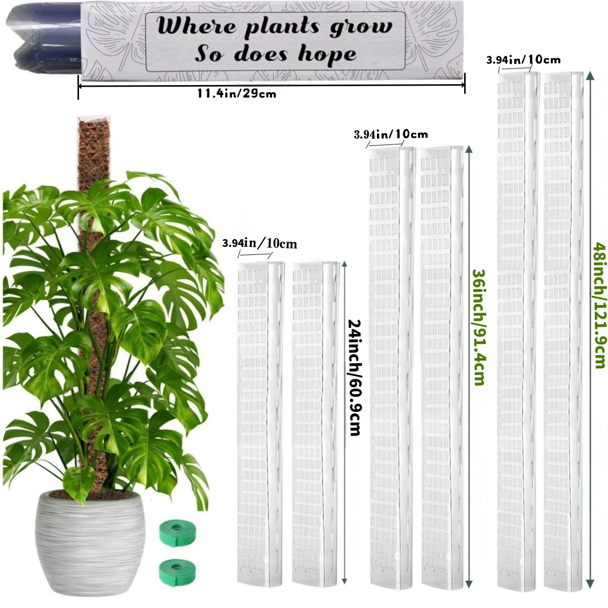 

Plastic Moss Pole,24in/36in/48 inch Plant Poles for Plants Monstera Climbing Plants Indoor Plant Support Garden Growth Stake