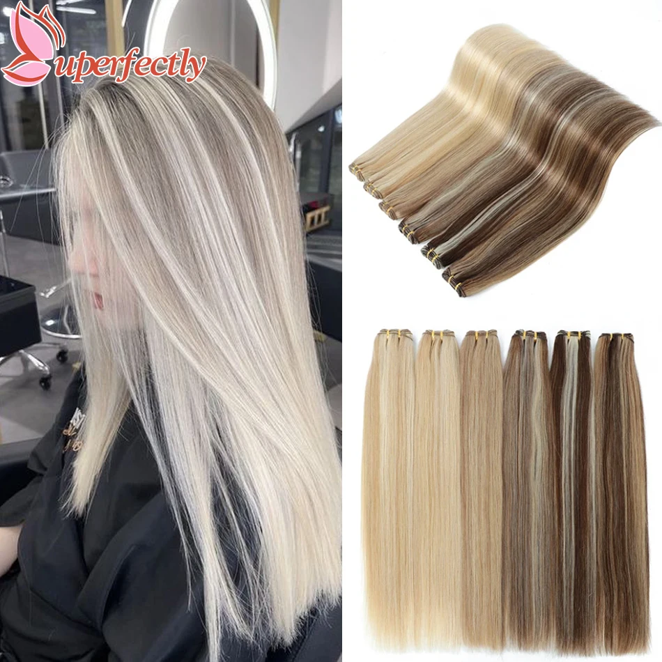 Straight Human Hair Weft Bundles European Remy 100% Real Human Hair Extension 12-26Inch For Salon Hair Extensions Weft