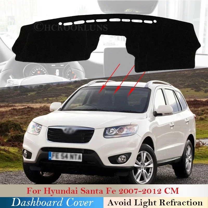 Cruscotto Rilievo Copertura di Protezione per Hyundai Santa Fe 2007 2008 2009 2010 2011 2012 CENTIMETRI Accessori Per Auto Cruscotto Parasole tappeto