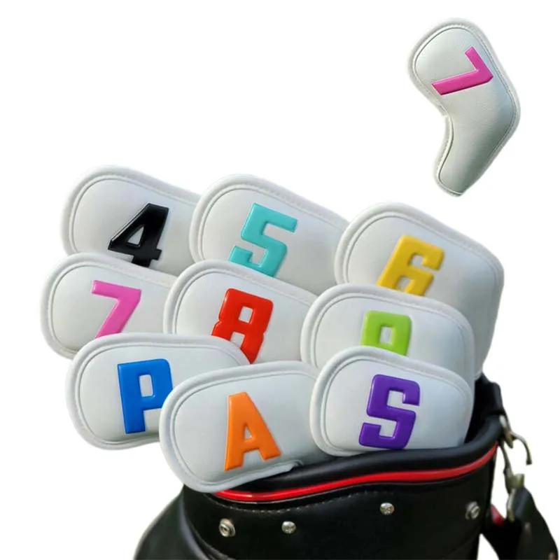 Number Golf Irons Cover PU Leather Golf Putter HeadcoverGolf Headcover 9Pcs/Set Golf Accessory