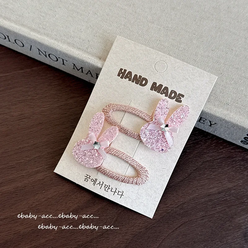 Hair Clip Girls Metal Rhinestone Rabbit Star BB Clip Cute Sparkling Bangs Hairpin Side Clip for Baby Daily Colorful Lightweight