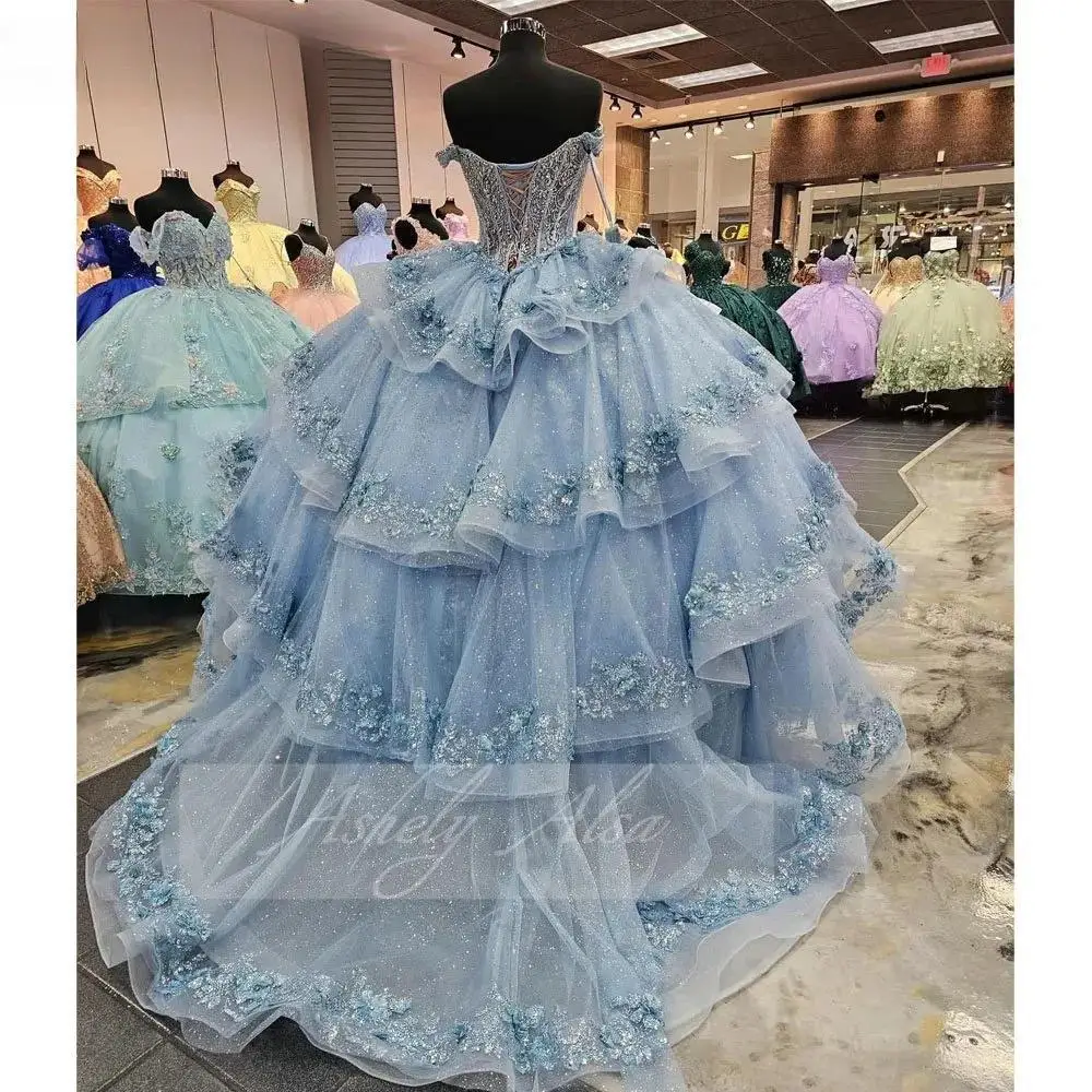 Aa137 personalizado de luxo feminino vestidos de baile com decote em v contas saia inchada doce 15 16 menina quinceanera vestido feminino festa de aniversário