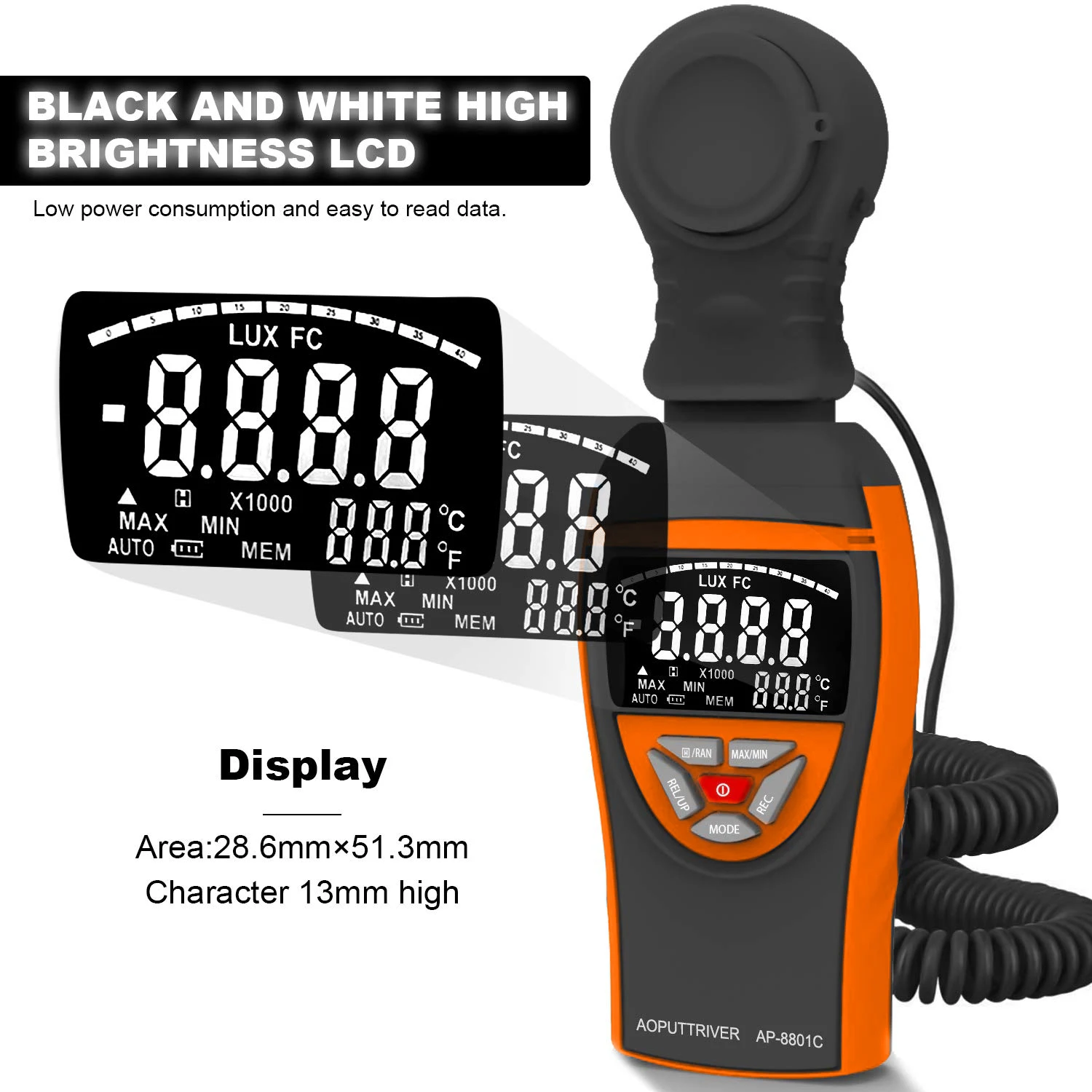 Medidor de luz digital lux medidor 400000 lux 3999 display máximo de variação automática retenção de dados medição relativa testador de luz de alta precisão