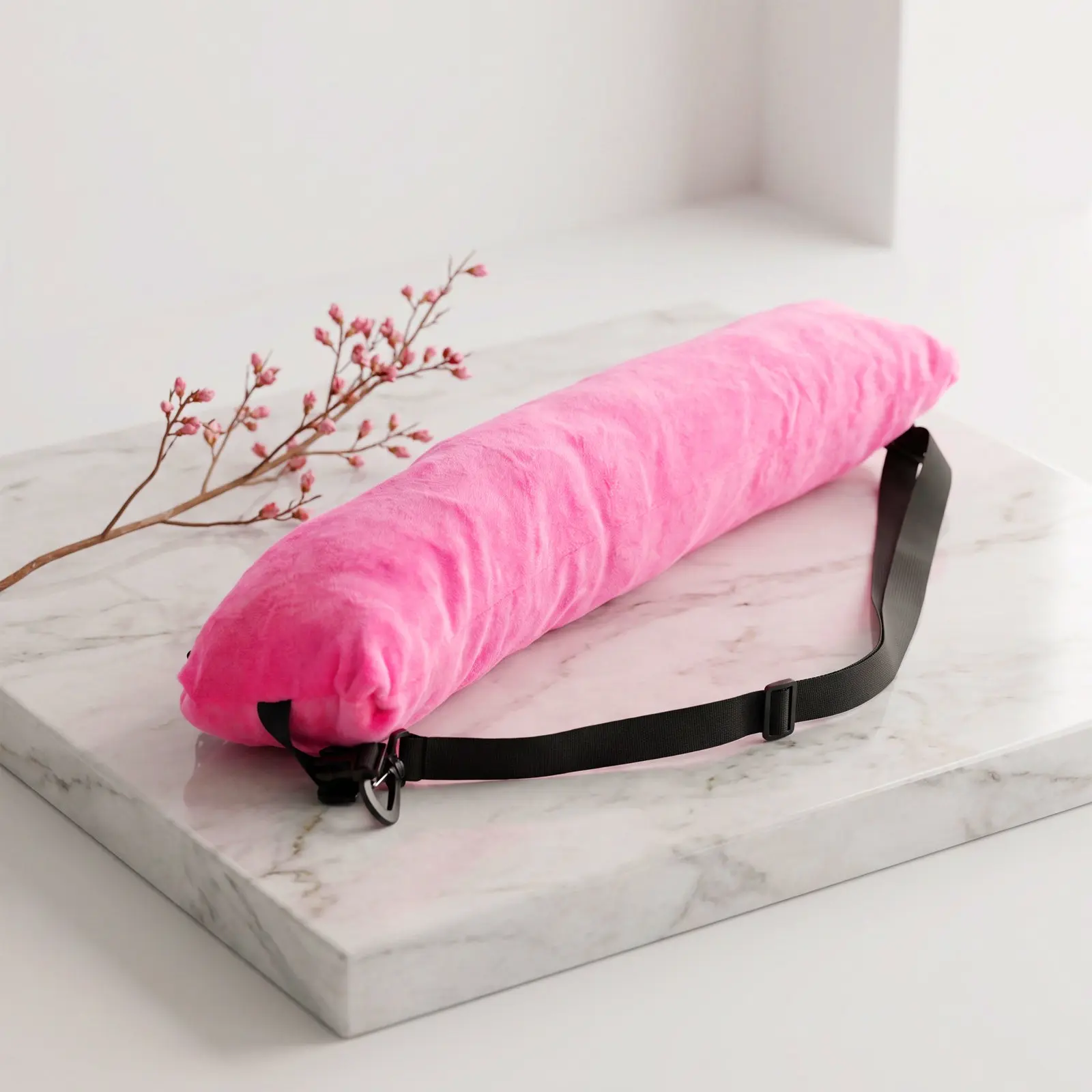 Pink Fillable Travel Neck Pillow – Ultralight Airplane Sleeping Pillow with Neck Support, Portable & Compact