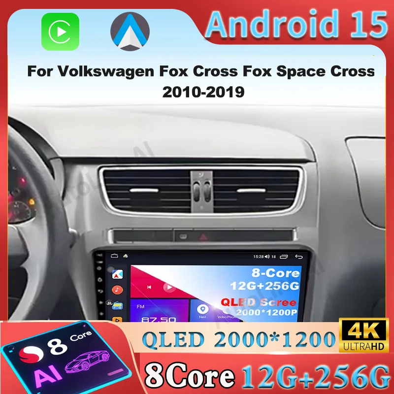 

Android 15 Carplay для Volkswagen Fox CrossFox SpaceCross 2010-2019 автомобильный радиоприемник авто 4G WIFI GPS навигация мультимедийное видео
