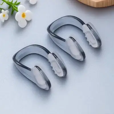 قطعتان من مشبك أنف السباحة لحماية الأنف من السيليكون المبطن للبالغين، جبيرة أنف للسباحة الرياضية المريحة باللون الأسود