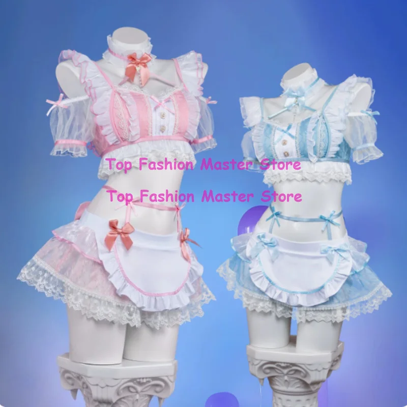 

Milk Chiffon Japanese Maid Dress Women Cosplay Costume Lace Ruffle Bow Sweet Lolita Outfit Halloween Fancy Party Dress