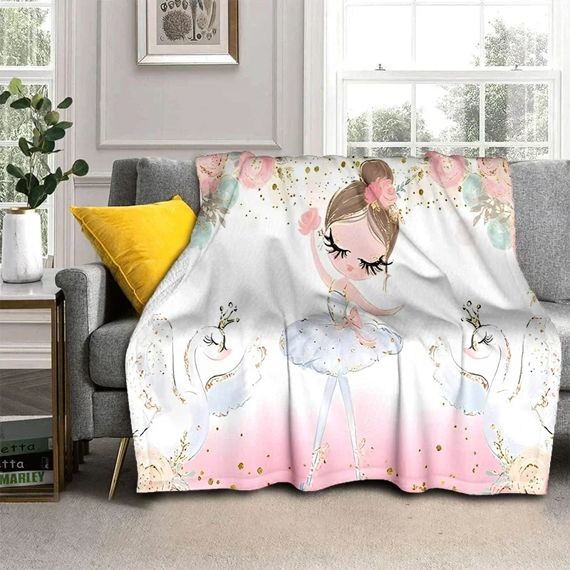 

Cute Ballet Girl Ballerina Fairy Swan Unicorn Cartoon 3D Blanket,Soft Throw Blanket for Home Bedroom Bed Sofa Picnic Travel Kids