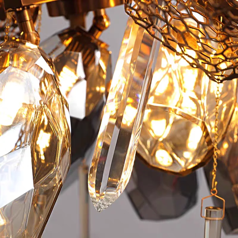 Luxury art design LED glass ceiling light, suitable for villa living rooms, stairs, dining rooms, crystal decorative chandeliers