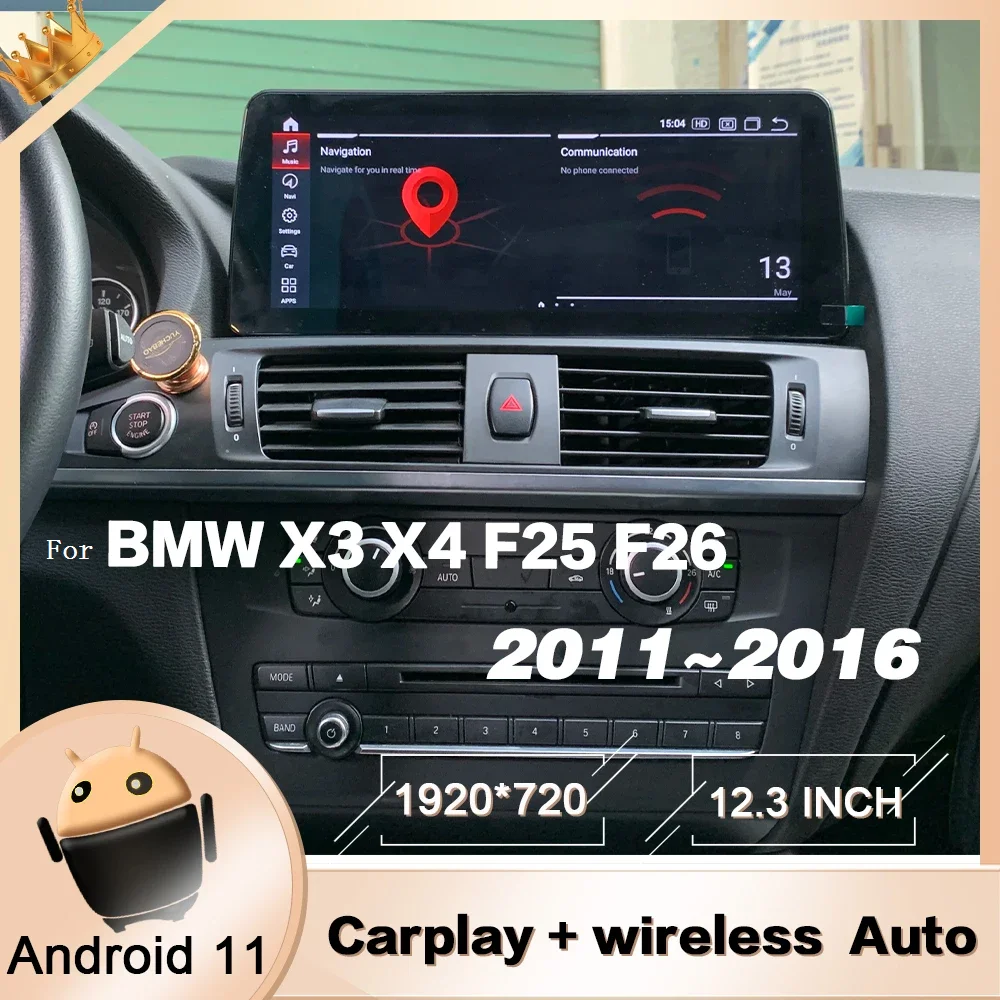 256G Wireless Carplay Android 11 For BMW X3 X4 F25 F26 2011 2012 2013 2014 2015 2016 Audio Radio Receiver Recorder GPS Head Unit