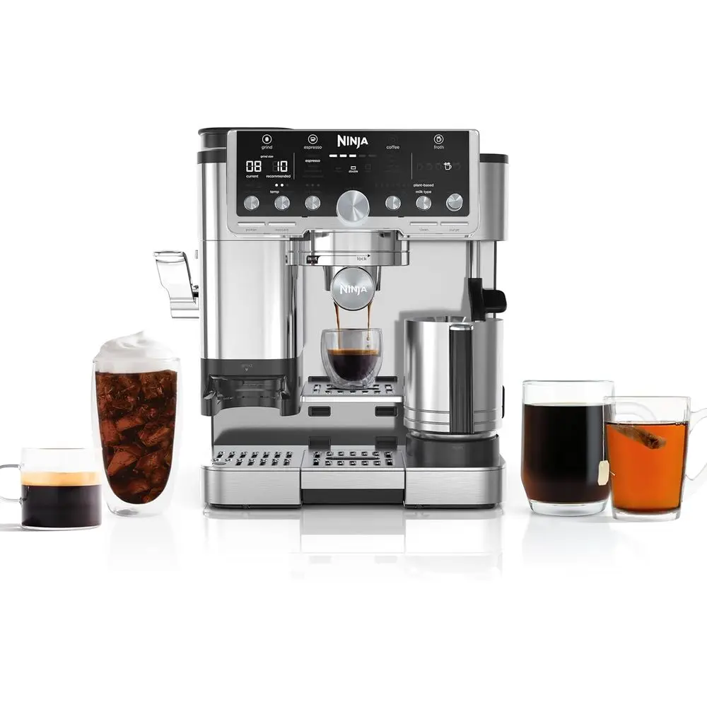 Premium Series Pro Coffee Maker, Fresh Brew, Cold Brew, Hot Water, Integrated Press, Built-in Coffee Grinder, Automatic Espresso