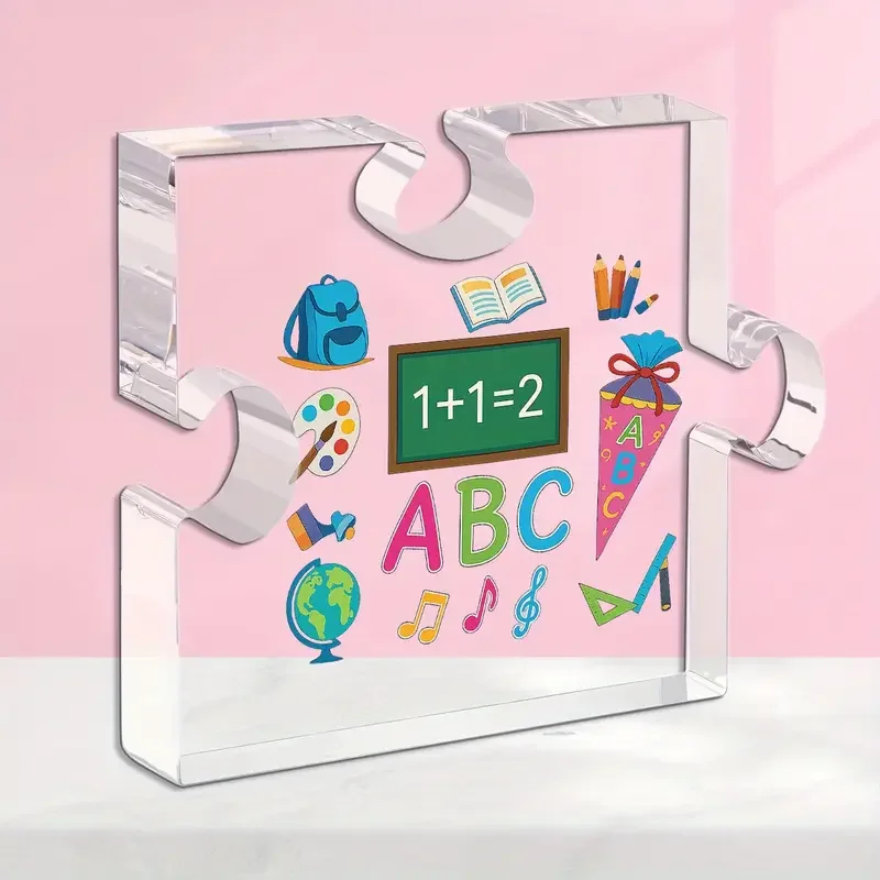 

[2D Flat] Vibrant Blackboard School Supplies Theme Puzzle-Shaped Playful Style Acrylic Transparent Multicolor Decorative Desktop