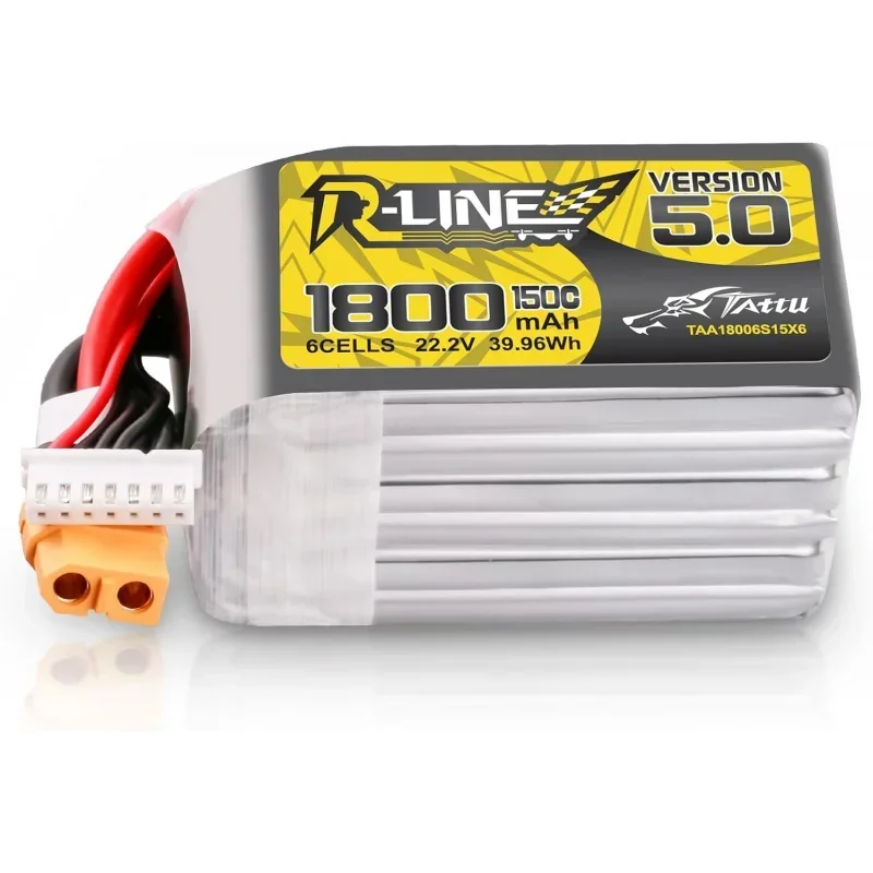 TATTU R-Line Version 5.0 6S Lipo Battery 22.2V 150C 1800mAh Lipo Battery Pack with XT60 Plug