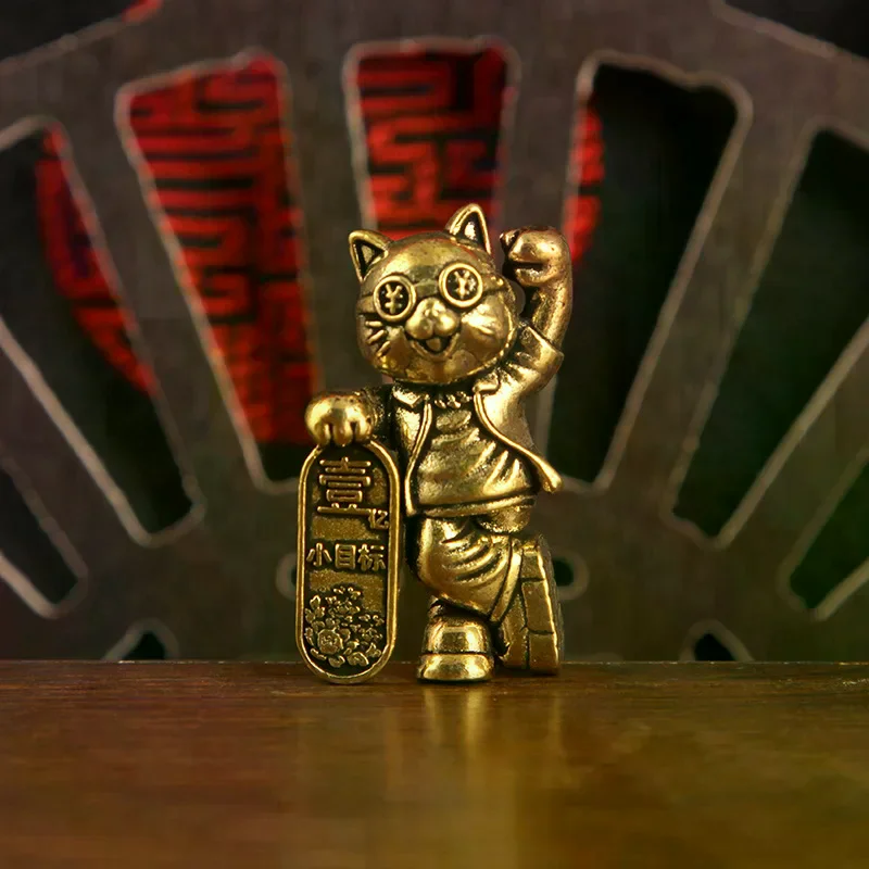 Cartoon Wealth Cat Figurine One Billion Money Attracting Lucky Cat Resin Desktop Office Home Decor Feng Shui Gift
