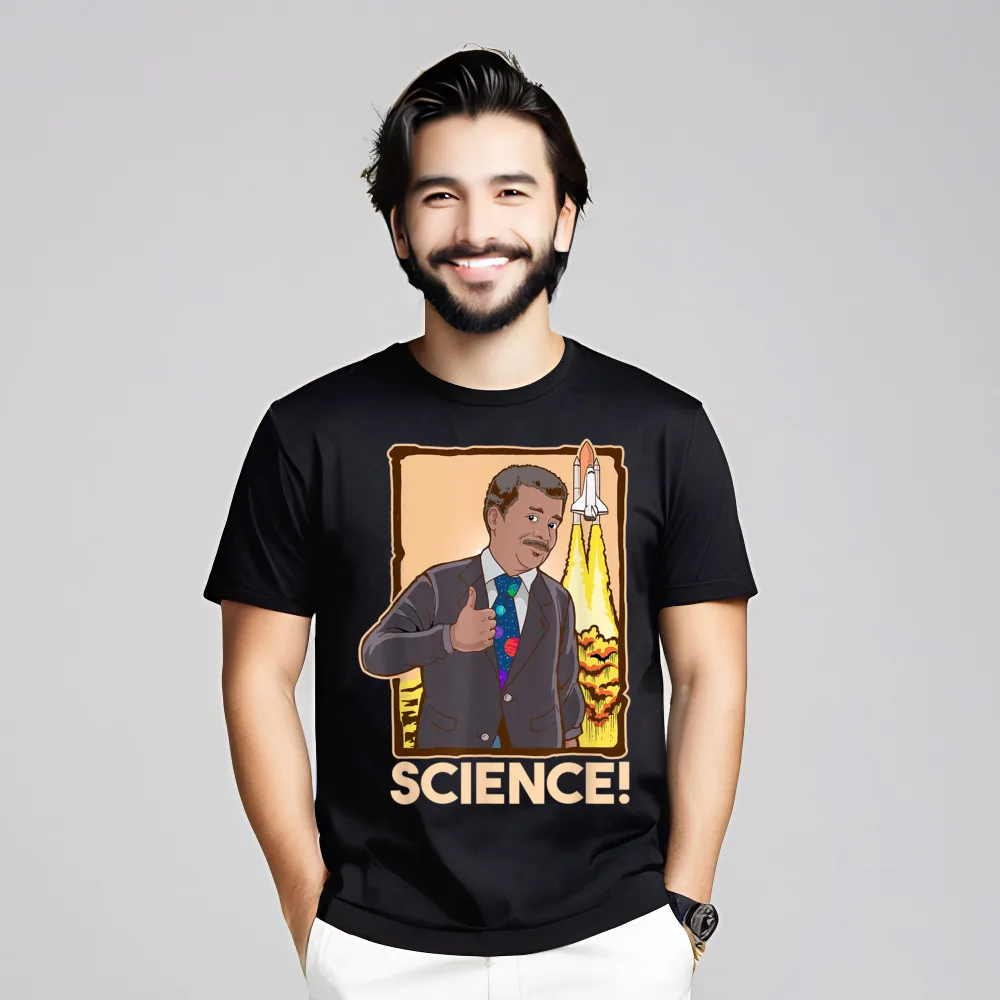 Neil deGrasse Tyson Science 3531 T Shirt for Men Funny Christmas Tops Tees Short Sleeve Family Casual T Shirt Crew Neck Cotton