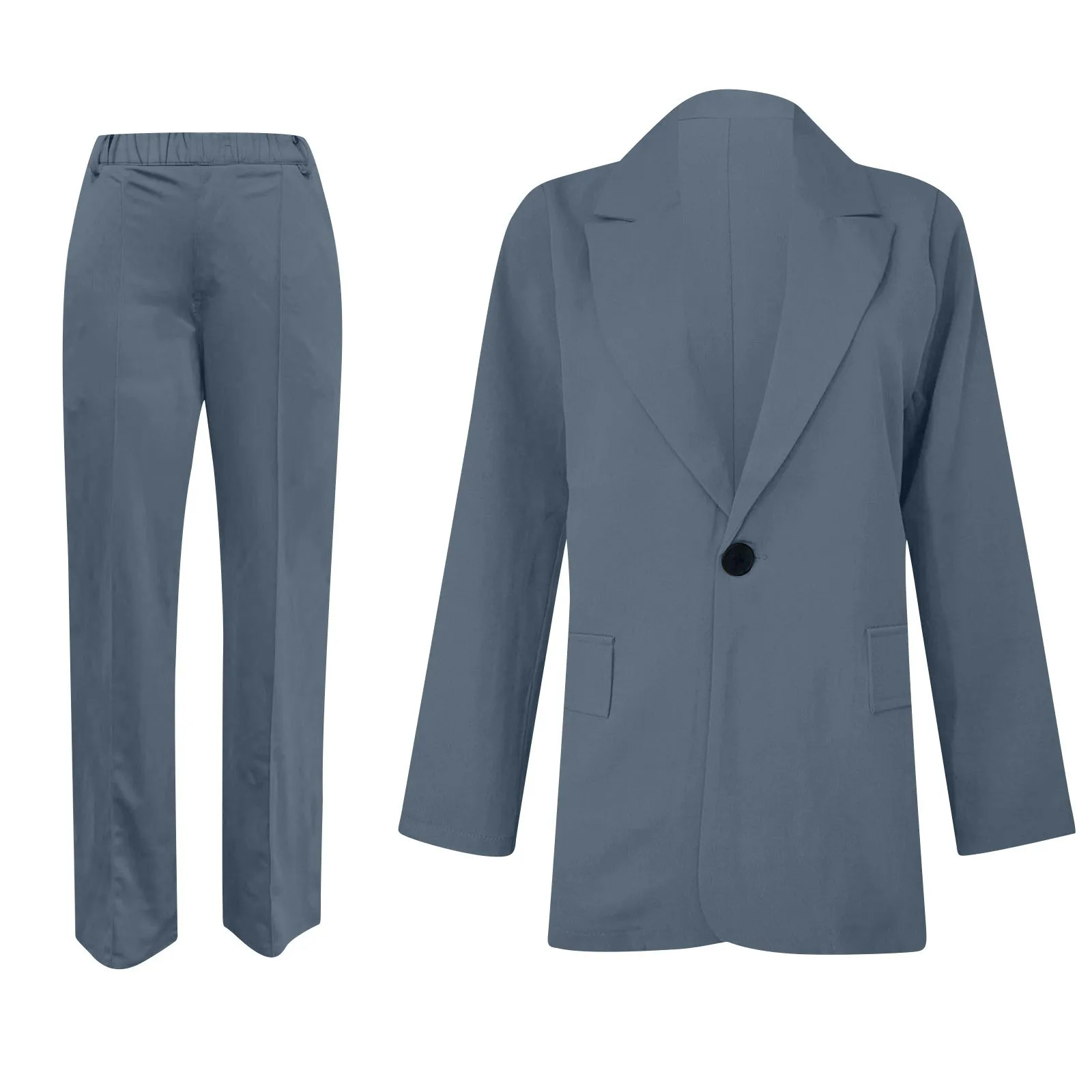 Conjunto de chaqueta fina para mujer, Blazer informal de pierna ancha, pantalones elegantes de dos piezas, trajes de oficina, ropa de negocios,