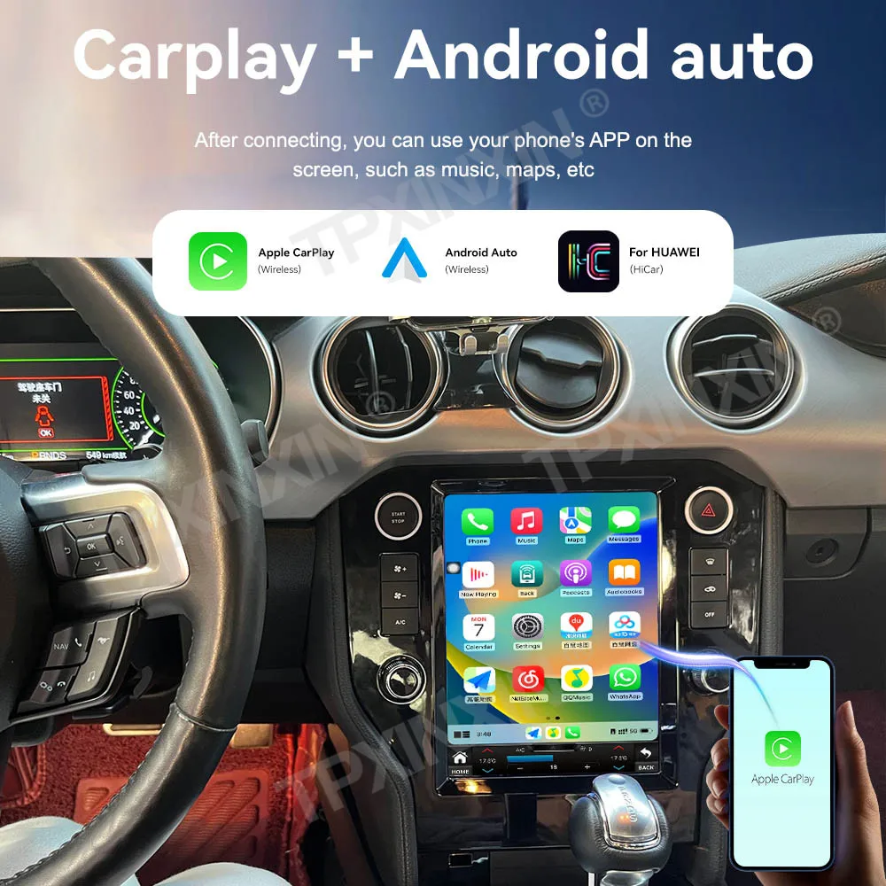 

10.4 Inch Tesla Auto Android 14 Multimedia Player For Ford Mustang 2015-2021 Carplay Car Radio Navigation Recorder Head Unit DSP