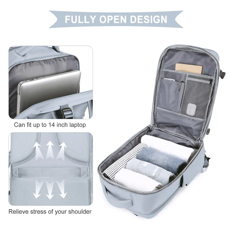 Nesitu ไนลอนขนาดใหญ่ความจุ A4 14 15.6 16 นิ้วแล็ปท็อปกระเป๋าเป้สะพายหลังผู้หญิงกระเป๋านักเรียนกระเป๋าเดินทางสีชมพูสีดําสีเทาสีชมพูสีฟ้า M257171