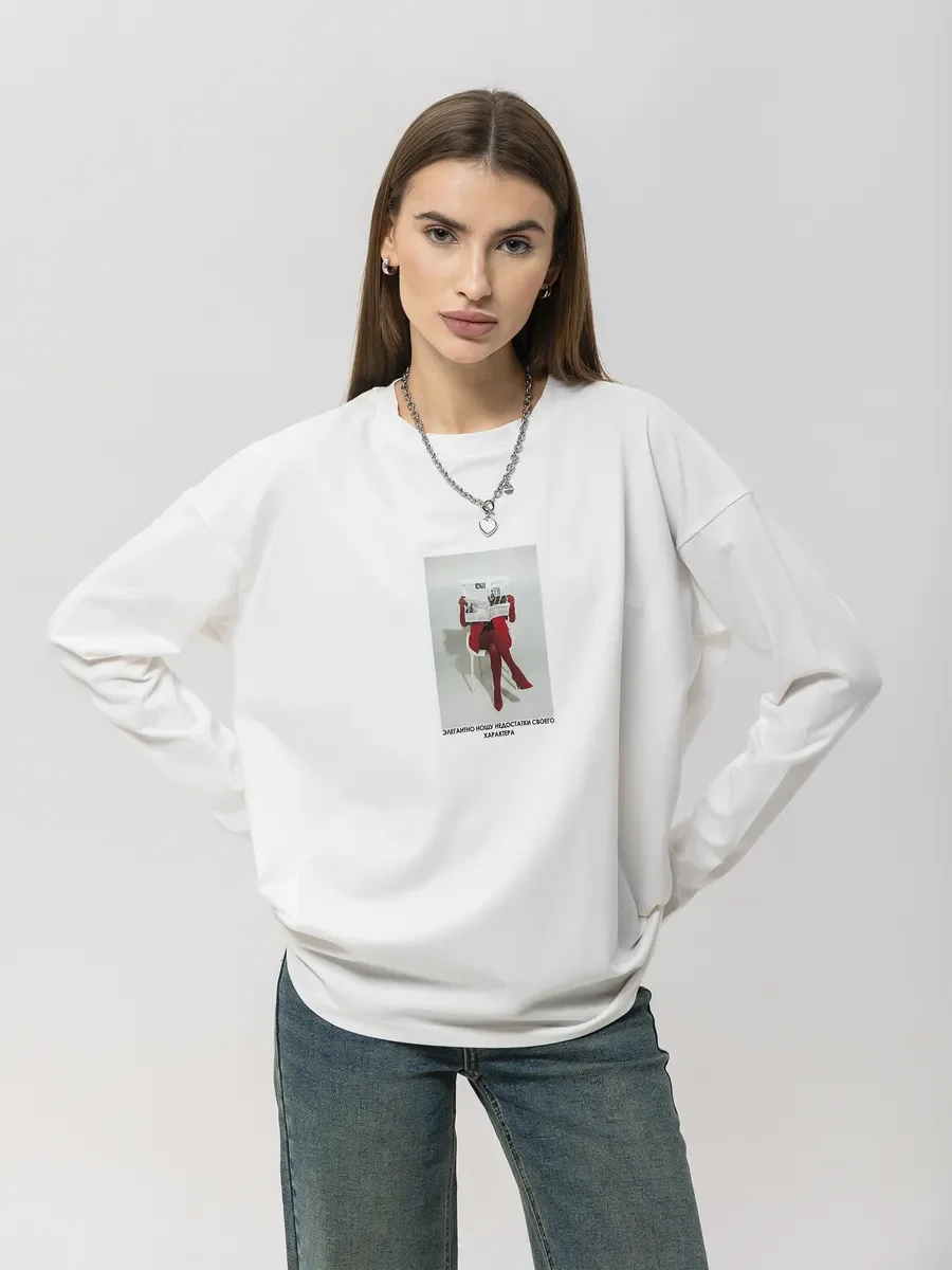 Autumn Womens Long Sleeve Tee 100% Cotton Vintage Lady Reading Newspaper Graphic Print Loose Fit Retro Casual Basic Shirt Top