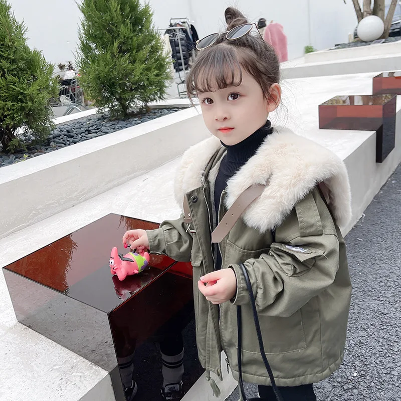 Girls Kids Coat Jacket Overcoat Cotton 2022 Luxury Warm Plus Thicken Velvet Winter Sports Teenager School Children\'s Clothing