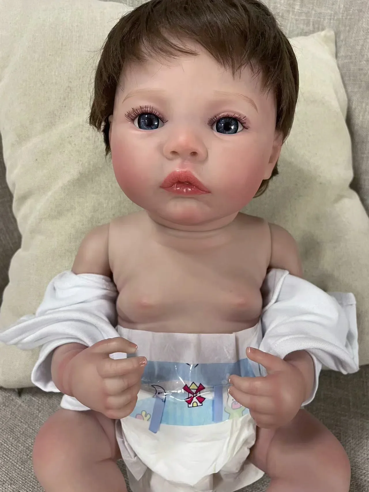 49cm Meadow Reborn Full Body Silicone Assembling dolls Awake Baby Lifelike 3D Skin Painted with Rooted Hair for Kids Toys Gift