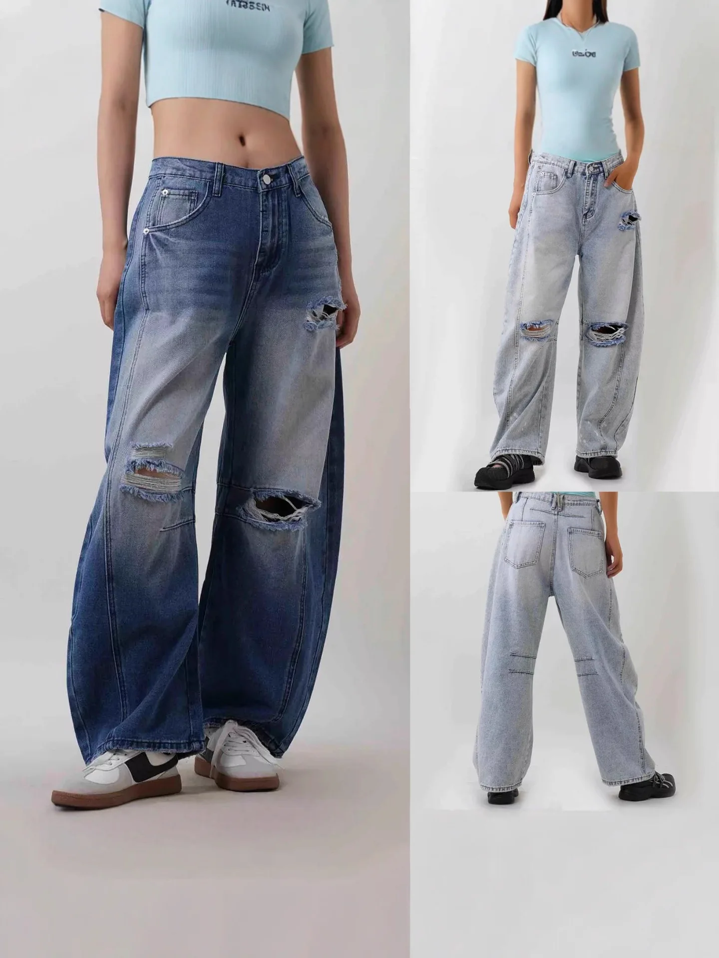 

Reconstructed Jeans Destroyed Relaxed High-Waist Jeans Retrostyle Heavy Duty Jeans Baggy Streetwear Womens Denim Pants