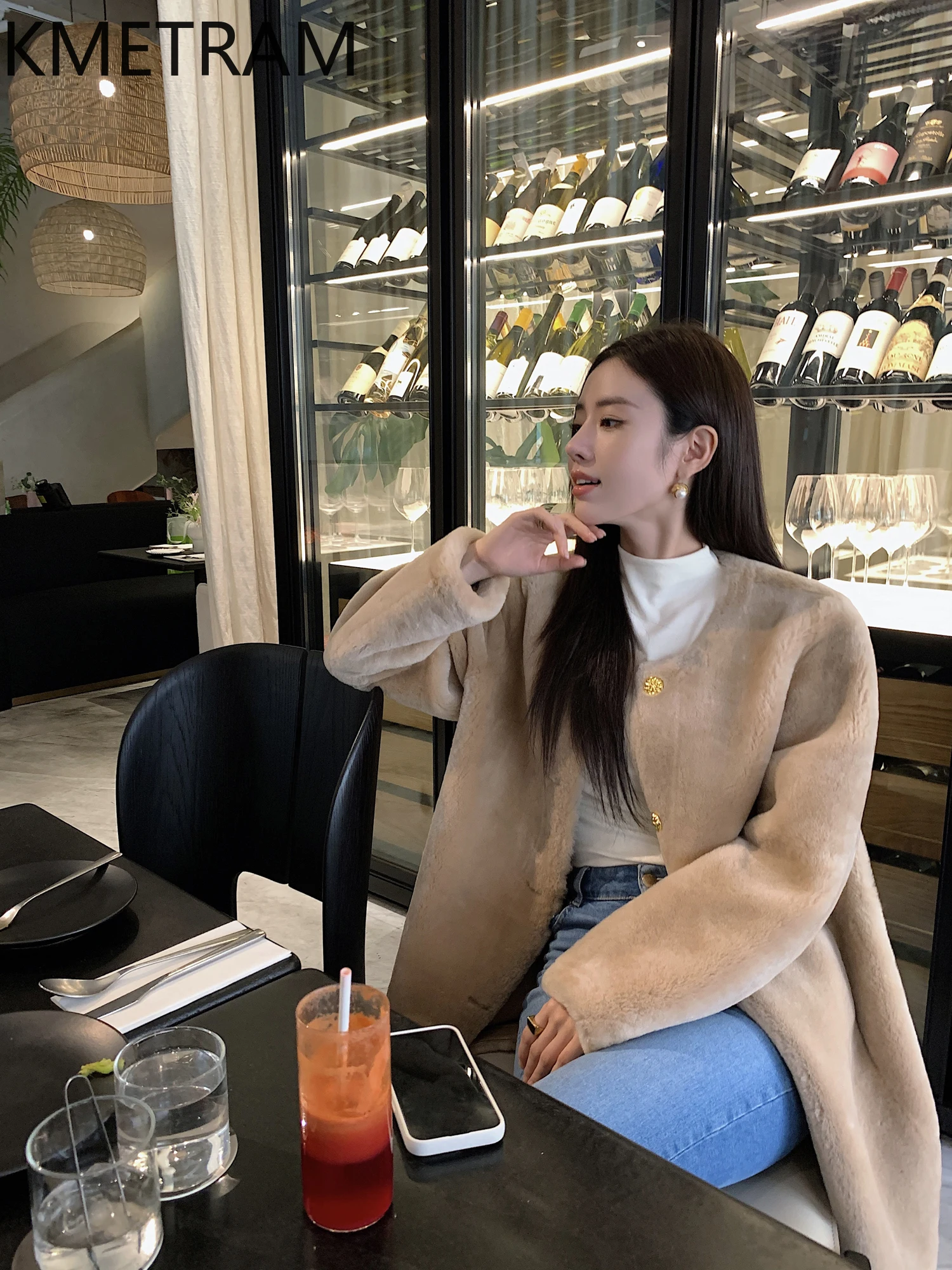 100% Merino ขนสัตว์ Sheepskin Double Faced เสื้อขนสัตว์ผู้หญิงกลางความยาวขนสัตว์จริง 2025 ผู้หญิงฤดูหนาวเสื้อผ้า Furry แจ็คเก็ตба