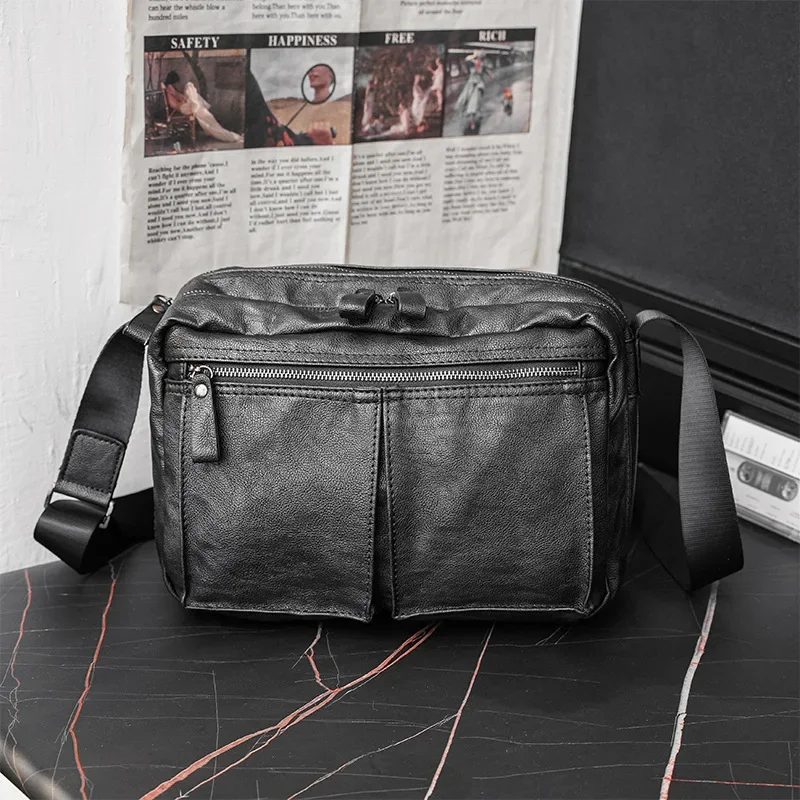 Fashion Men's Shoulder Bag High Capacity Men Crossbody Messenger Bag IPAD Bag Soft PU Leather Mens Sling Bag Bandolera Hombre