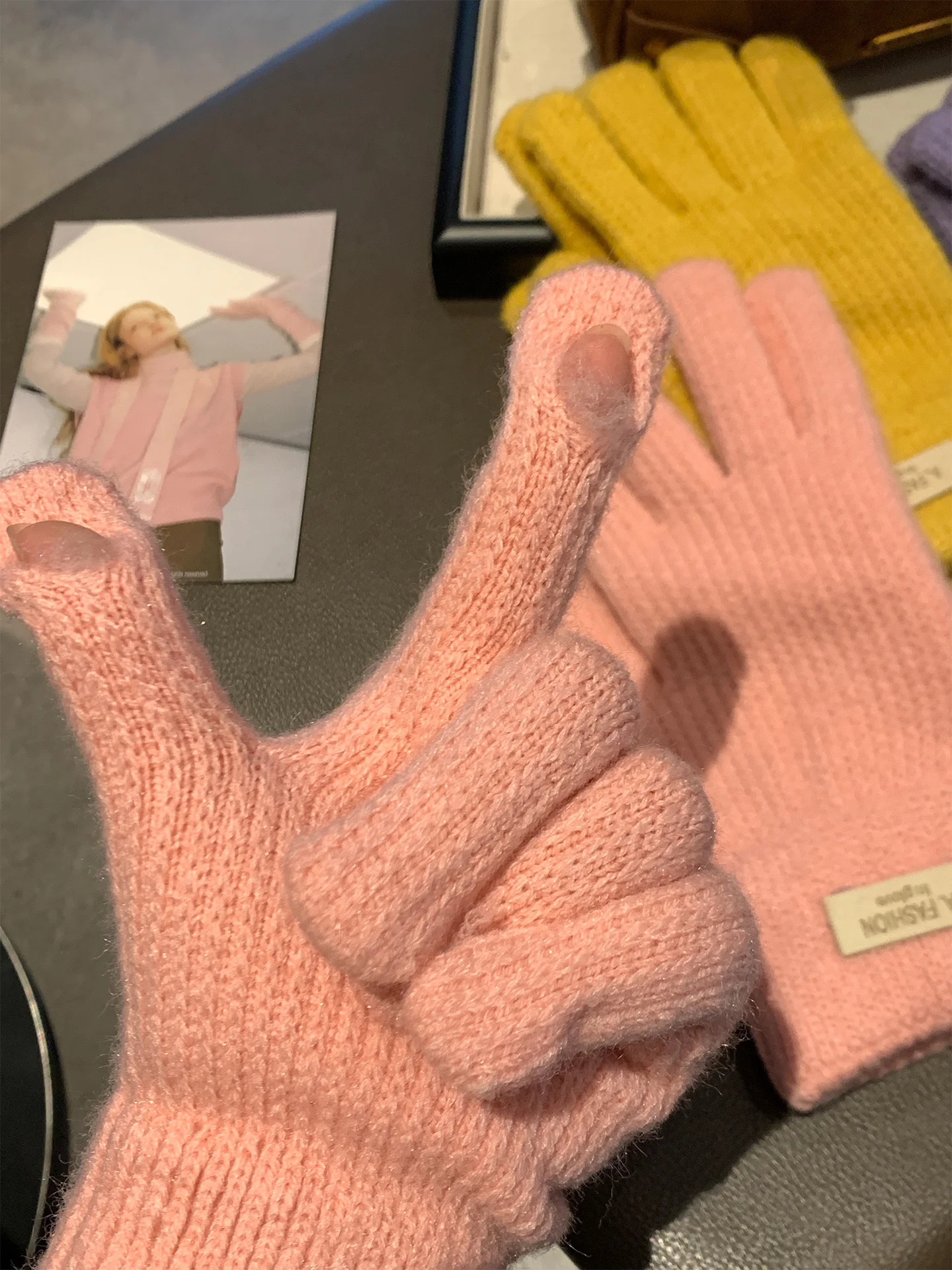 Korean Style Thickened Knitted Fingerless Gloves Women's Winter Touchscreen Compatible Cycling Warm Thickened Separate Finger...