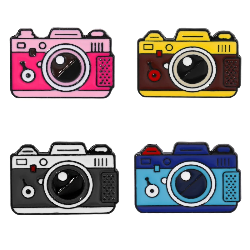 Camera Enamel Pins Photograph Brooches Badge 4 Colors Cartoon Vintage Jewelry Accessories Gift for Kids Friend