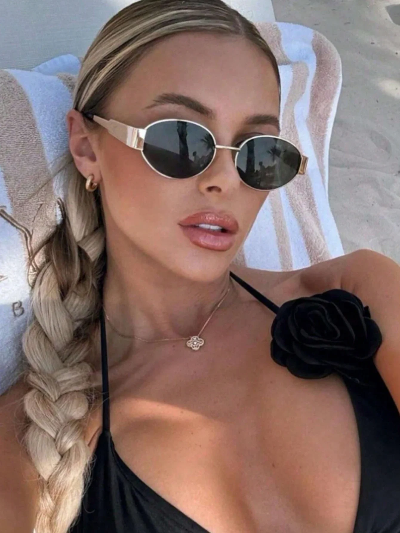 

2pcs Oval Metal Frame Fashion Sunglasses For Women Unisex Retro Street Style Beach Travel Outdoor