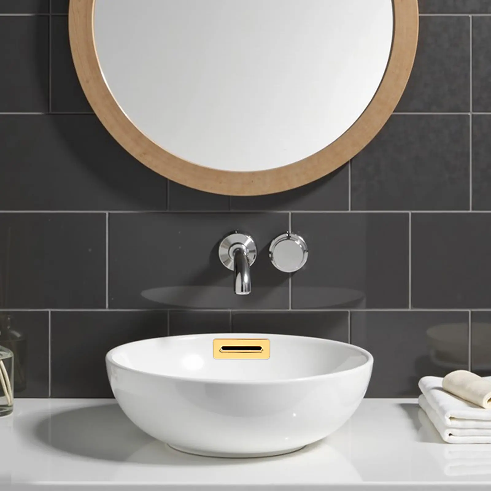 Rectangle Sink Overflow Trim Ring 2 X 0.8 X 0.75 Polished Metal Decorative Cover for Wash Basin Vanity Overflow Hole