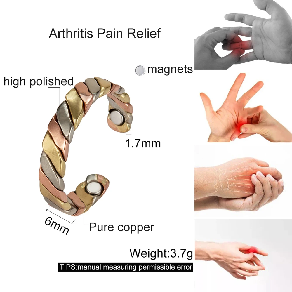 Vinterly Twisted Adjustable Ring Women Health Energy Magnetic Therapy Rose 5mm Finger Open Cuff Wedding Bands Magnets Jewelry