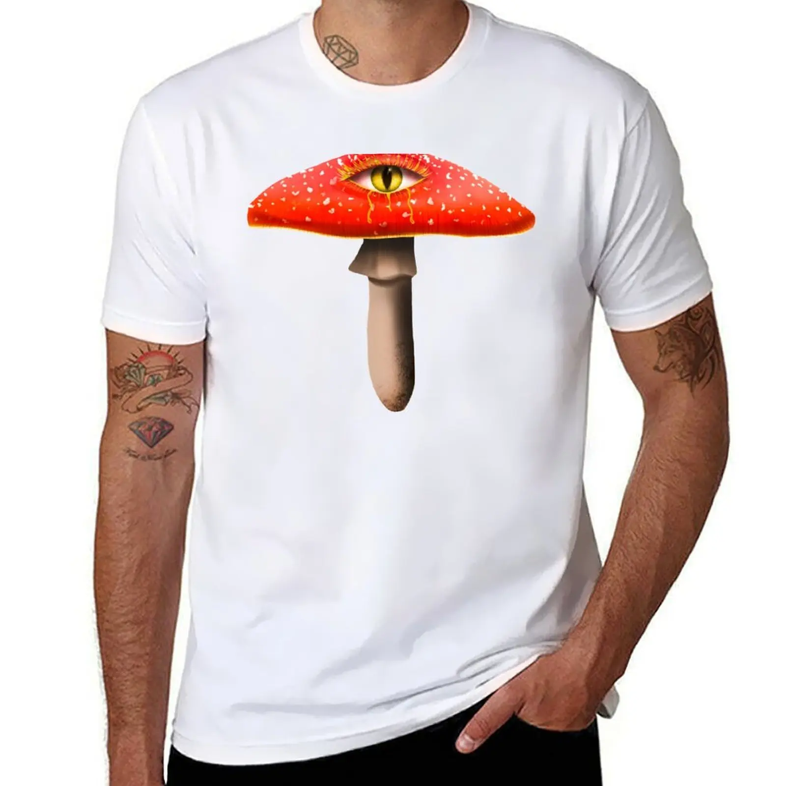 

Amanita Muscaria Mushroom (Fungeye) T-Shirt Vintage Print Crew Neck Tee