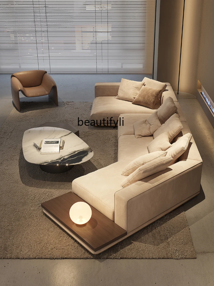 Circular Arc Sofa Light Luxury Modern Italian Minimalist Villa High-End Faux Leather Leather Sofa