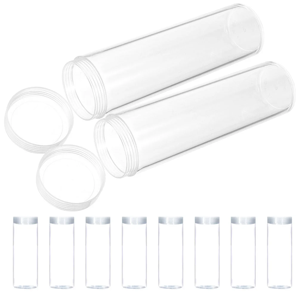 10pcs Coin Tubes Coin Storage Holder Collectibles Clear Coin Container for Collectors