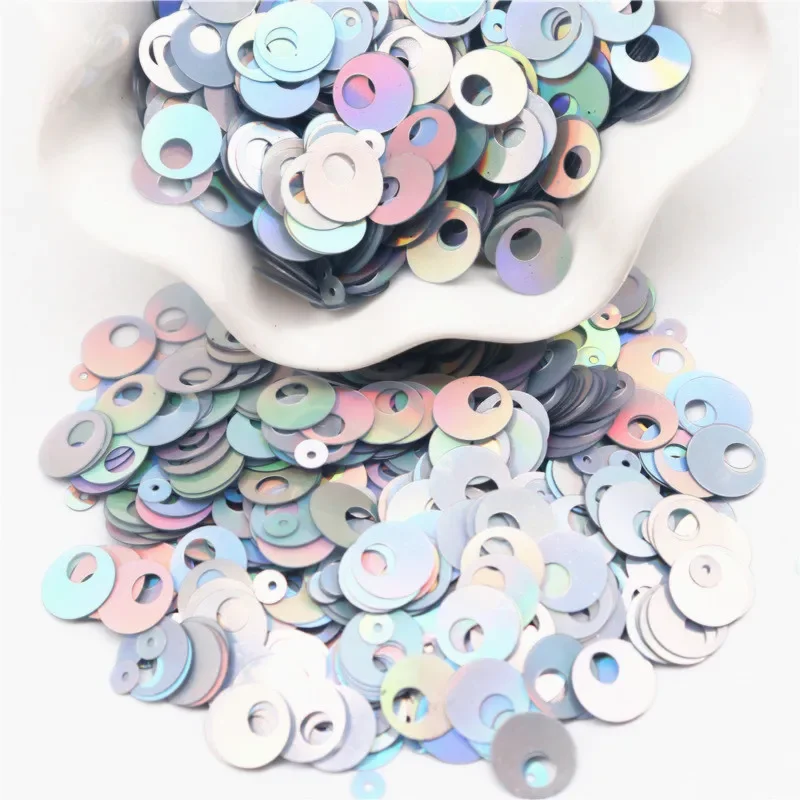 Large Silver Sequins 10mm 20mm 30mm Big Hole Flat Round Loose Sequins Diy Jewelry Sewing Wedding Craft Garment Accessories