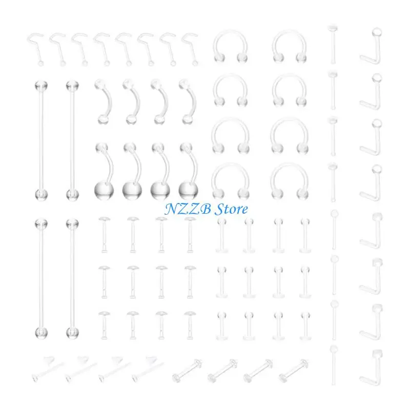 

T21F Невидимый акриловый набор для пирсинга для губ, бровей, колец на пупке, сдержанный и удобный дизайнерский аксессуар