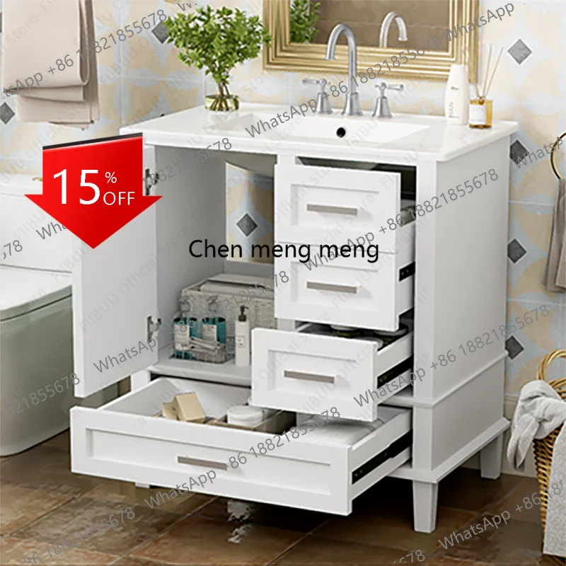 

01A 30" Bathroom Vanity with Sink Solid Wood Cabinet Waterproof Modern Storage with 3 Drawers Soft Close Door Sink Vanity Combo