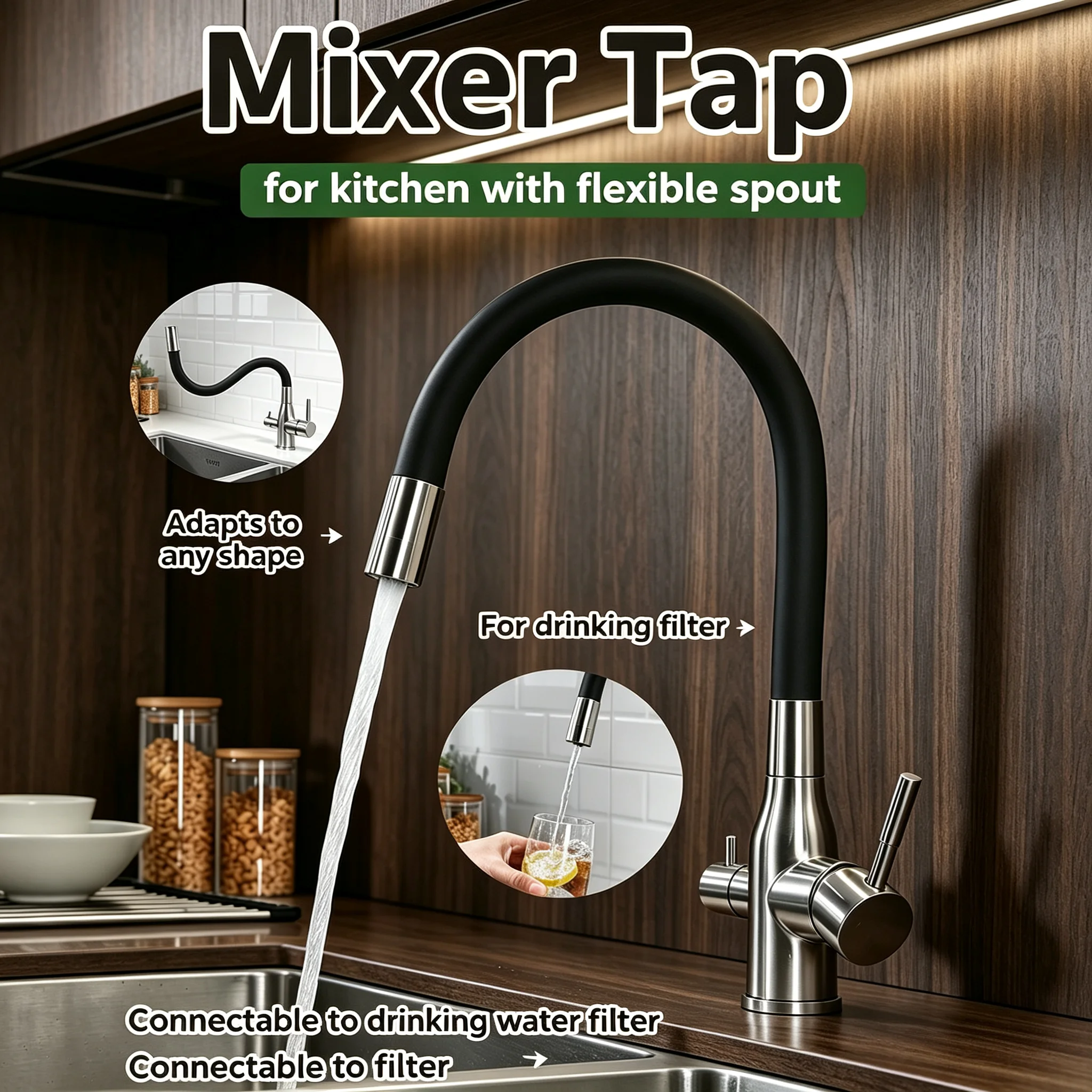 Kitchen Faucet With Filter For Kitchen Sink Mixer Tap Drinking Water Brushed Nickel Water Filters Purifier