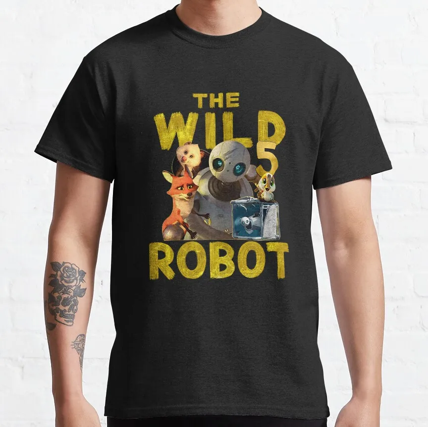 

The All Character The wild robot movie poster print t shirt for men 100% cotton plus size mens designer clothes graphic t shirts