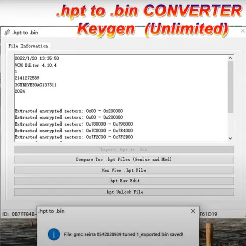 .hpt to bin converter with unlimited keygen, compares tuner, and unlocks HPT Raw Edit for multiple laptops.