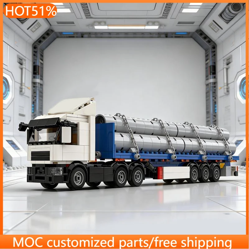 400 PCS transport Flat bed trailer MOC Customize Modular Building Block Simple Technology Model Brick DIY Boy Toy Christmas Gift
